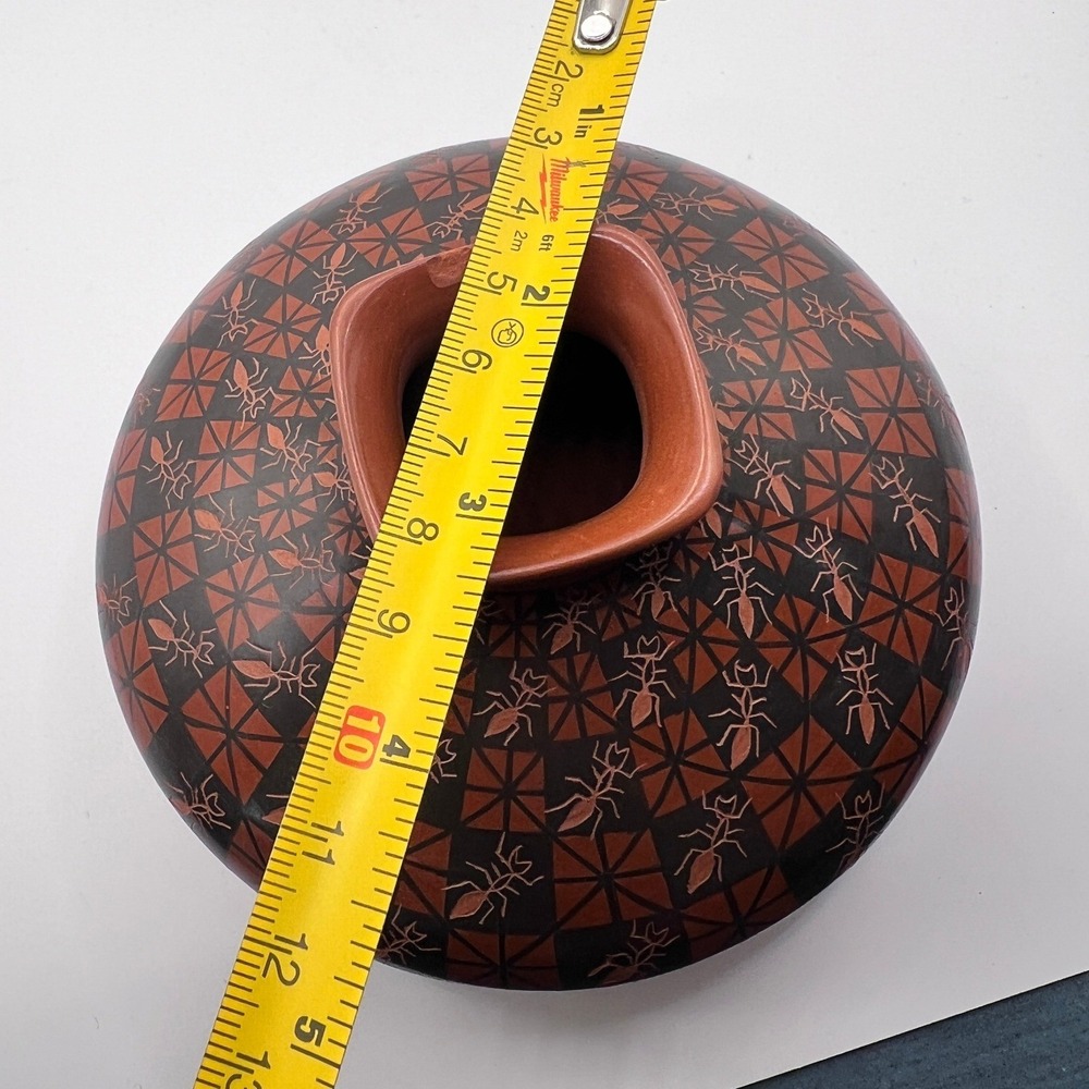 Yoly Ledezma Mata Ortiz Seed Jar 5in Red Black Good Polychrome Ant Pottery - Picture 5 of 8